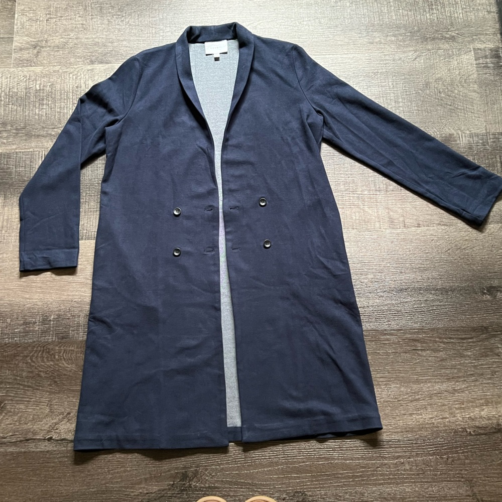 The Coverii Women’s Navy Blue Long Coat, Medium